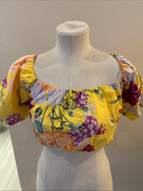 H&M Tops - H&M Yellow Floral Off-the-Shoulder Crop Top